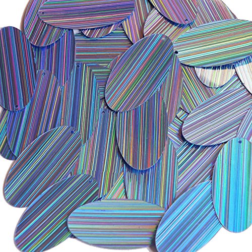 Sequin Oval Light Blue City Lights Reflective Metallic 1.5 inch Couture Loose Pailletttes. Made in USA.