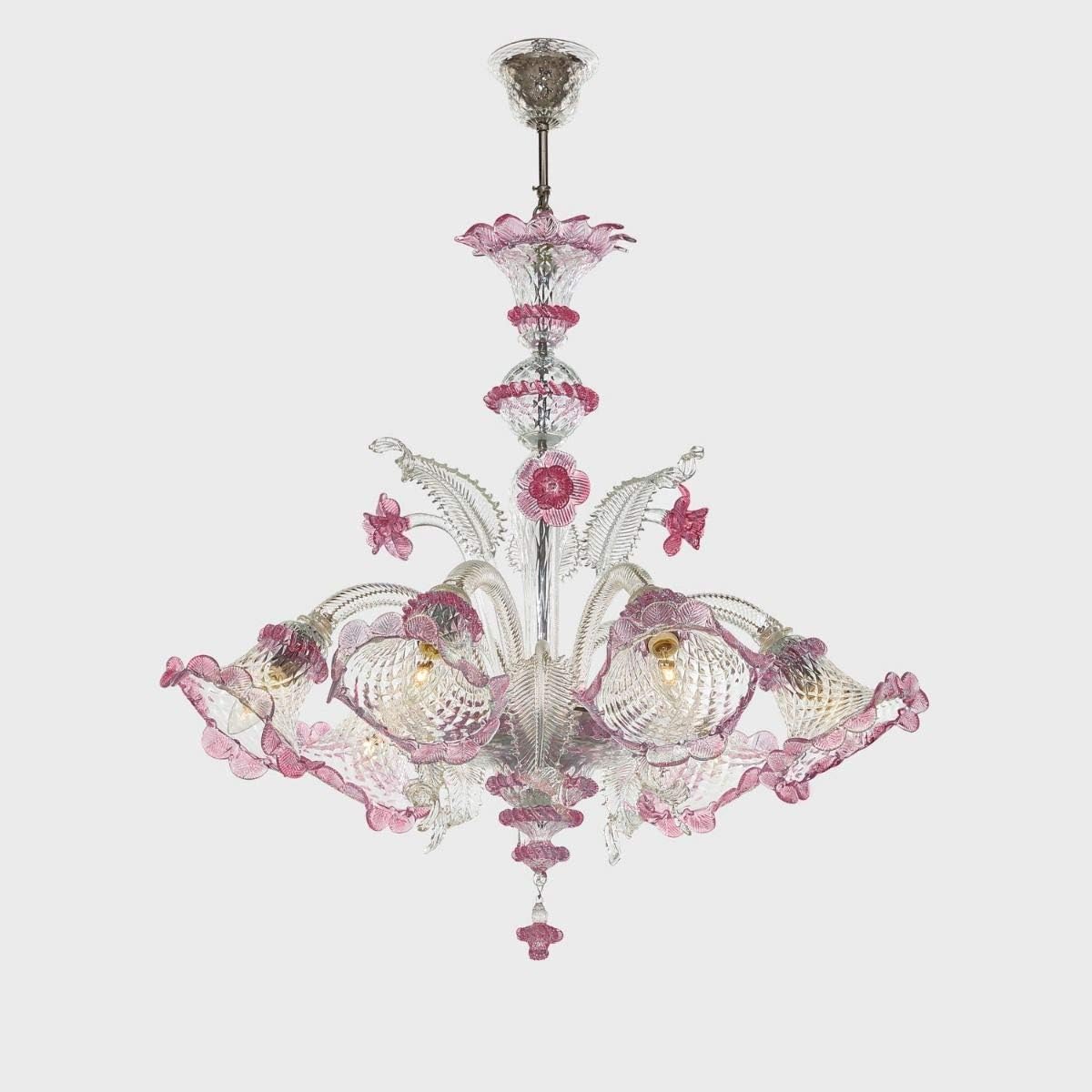 Athena Murano Glass Chandelier 12 Pink
