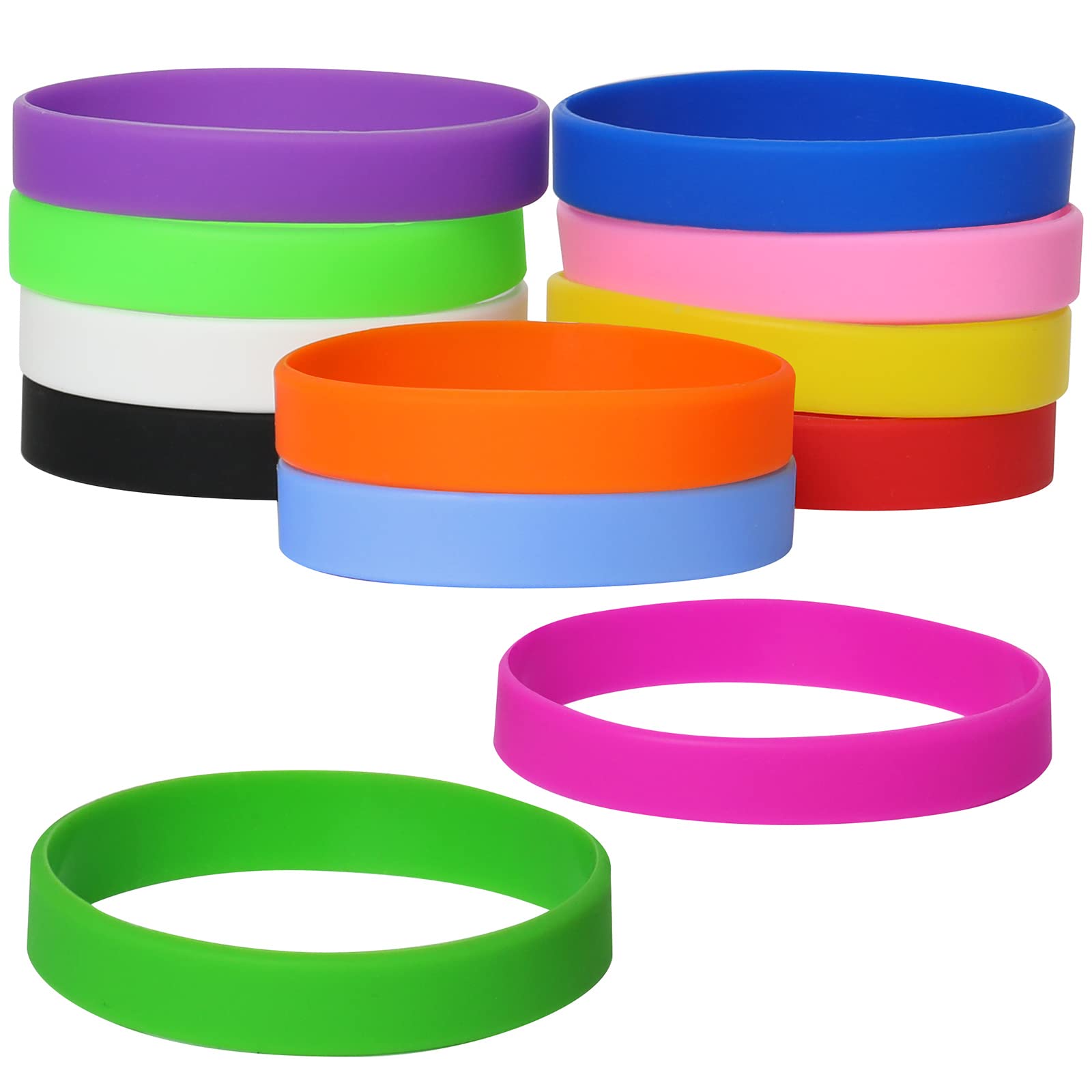 LVNRIDS 12 pieces Silicone Elastic Wristbands Sport Bracelet Blank Rubber Wristband Party Bracelets Multicolor