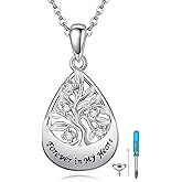 VONALA Tree of Life Urn Necklace for Ashes for Women 925 Sterling Silver Teardrop Urn Necklace Cremation Jewelry
