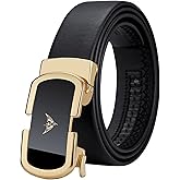 VANNANBA Mens Leather Ratchet Dress Belt for men Automatic Buckle with Gift Box