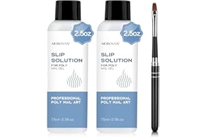 Morovan Poly Gel Slip Solution 150ml Poly Nail Gel Liquid Slip Solution with Brush Nail Extension Gel Liquid Solution Anti-stick Slip Solutions for Poly Gel Kit Bottle Cap as A Liquid Cup - 2PCS
