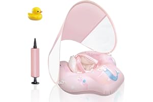 Cotryvox Baby Pool Float with Canopy,Pool Float for Toddlers 6-36 Month, Pink Infant Float,Baby Swim Float&Baby Swimming Float UPF50+ Sun Protection,Kids Floaties for Pool and Beach with Pump.