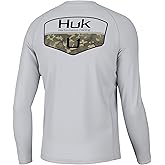 HUK Mens Pursuit Pattern Crew Sleeve Shirt, Performance Shirt