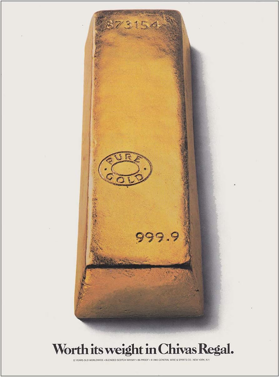 RelicPaper 1983 Chivas Regal: Worth Its Weight, Gold Bar, Chivas Print Ad