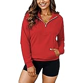 YeGine Womens Sweatshirt Oversized Quarter Zip Pullover Half Zip Long Sleeve Top