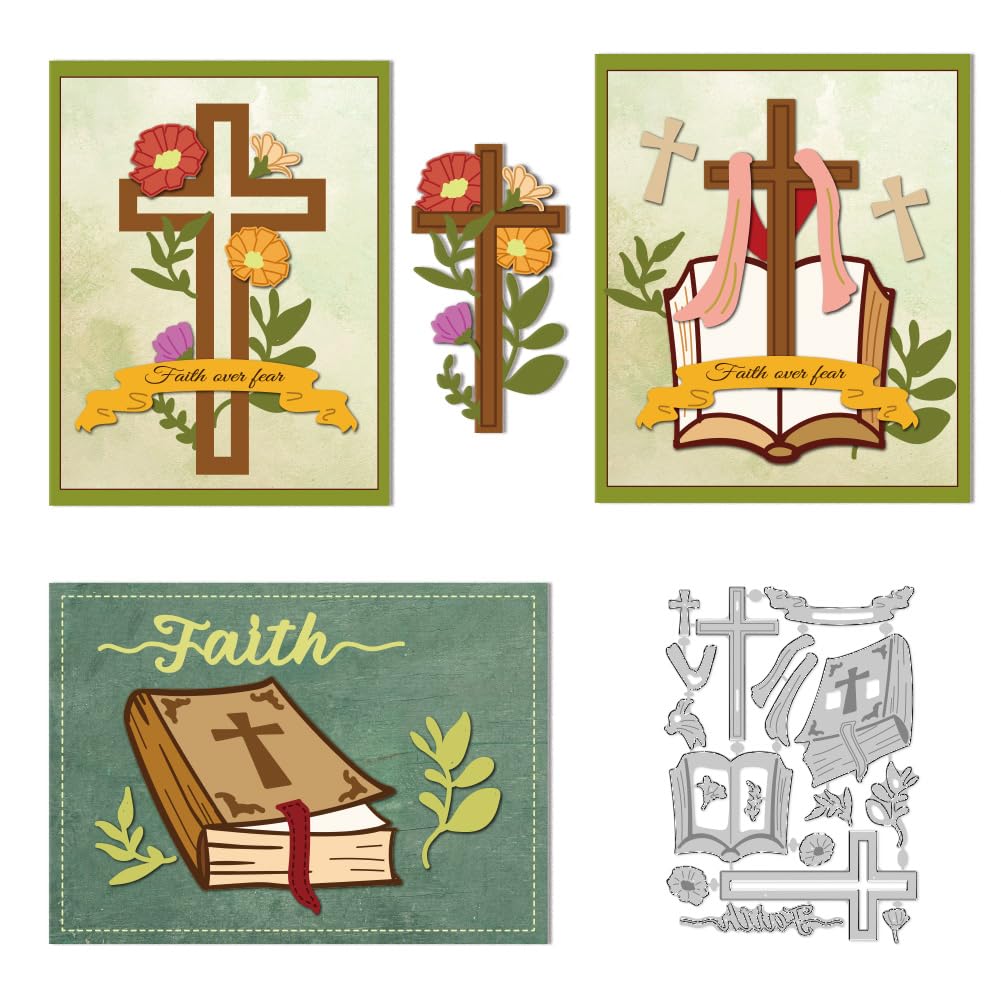 DELORIGIN Easter Bible Cutting Dies Cross Dies Cut Metal Die Cuts Embossing Stencils Template Dies for Card Making Decoration DIY Scrapbooking Photo Album Arts Paper Crafts Greeting Card Supplies