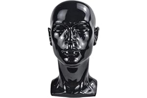 MIAOMANZI PVC Mannequin Head Black Male Manikin Dummy Stand Model Display Hat Scarf Wigs Hair Glasses Hat Beauty Styling Tool (black)