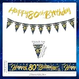 DearLives Blue Gold 80th Birthday Decoration Kit Banner Sash Balloons view 3