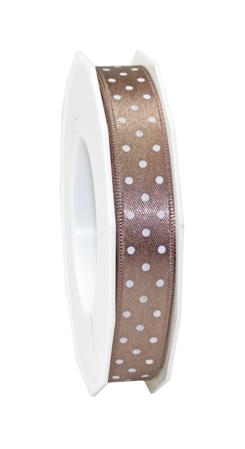 C.E. Pattberg Präsent - Mini Dots Printed Satin Ribbon Taupe 15 mm width, 20 m length — image 1