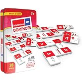 Junior Learning Dominoes Subtraction White 7.8 H x 4.7 L x 1.5 W | Fun White Domino Tiles for Kids - 28 Piece Set - Develops Calculation Skills - Suitable for Home and Classroom Learning