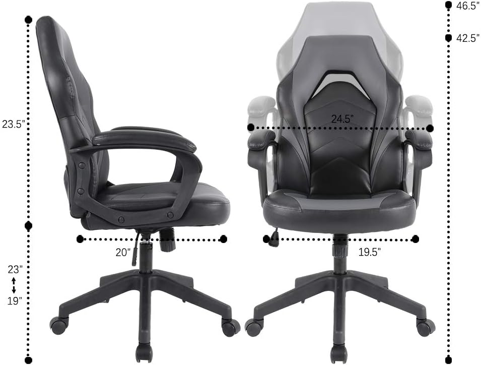 SMUGCHAIR Racing Gaming Chair Executive Bonded Leather Computer Office Chair with Adjustable Height and Padding Armrest: Furniture & Decor