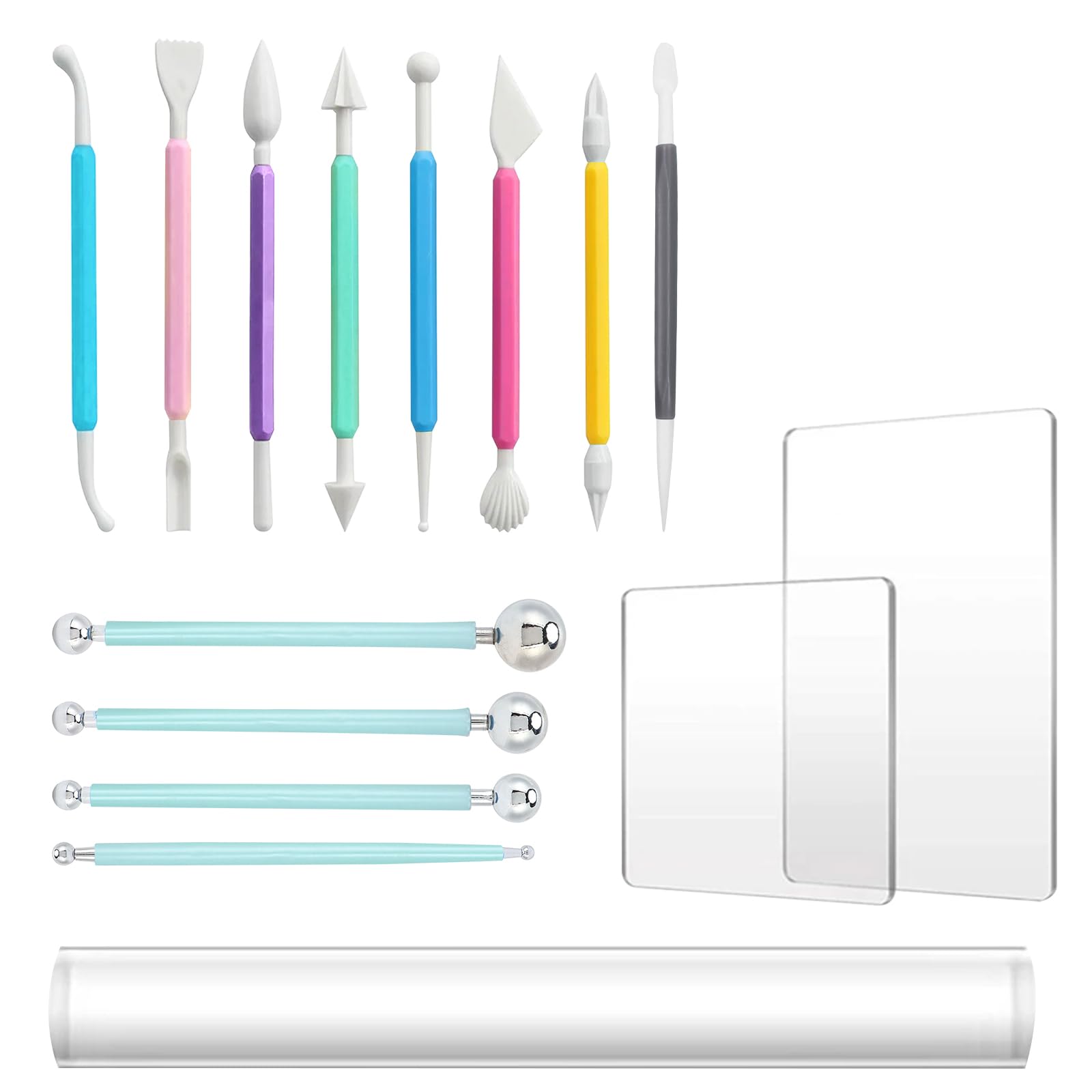 Jenrisben 15 PCS Clay Tools Sculpting, Clay Sculpting Tools, Polymer Clay Tools, Pottery Tools, Pottery Carving Tools for Pottery Clay Modeling Embossing Ceramic Shaping Nail Art DIY