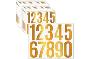 Jiepuxiter 10 Sheets Vinyl House Numbers for Mailbox,3 inch Waterproof Mailbox Numbers Sticker,Self-Adhesive Number Stickers for Mailbox,Cars,Boats,Window,Apartment Door Address Number (Gold, 3 inch)