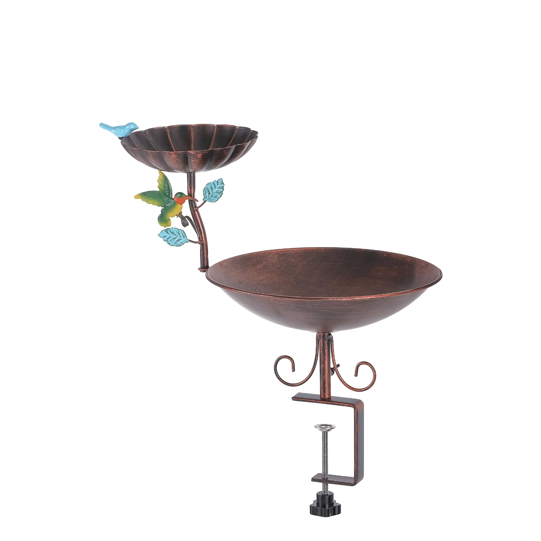 Photo 1 of Bird Bath and Feeder Set Deck Mounted for Outdoors, 2-in-1 Balcony Birdbaths Bath Bowl, Adjustable Rustproof Heavy Duty Decor for Deck Railing Garden Yard Patio