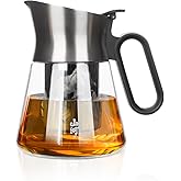 ZENS 17 oz Small Glass Teapot with Infuser, Design Loose Leaf Teapot with Stainless Steel Spout for Hot Tea Steeper, Oval Handle Clear Tea Pot Infusers Loose Tea Maker for Lovers Gifts
