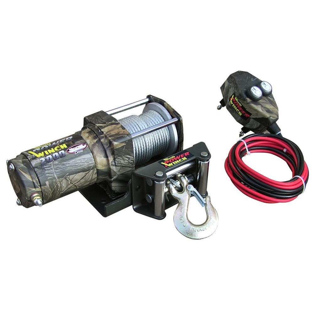 WOOD POWER WINCH Heavy Duty ATV 2000 lb. Power Winch
