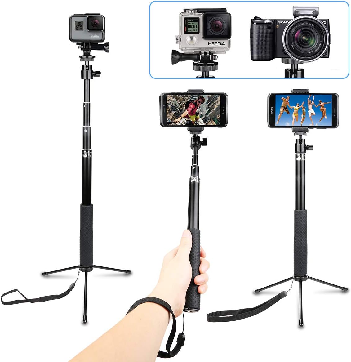 AFAITH Telescoping Selfie Stick, Foldable GoPro Pole Amazon.co.uk