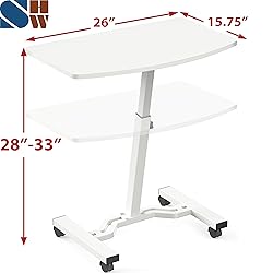 SHW Mobile Height Adjustable Laptop Rolling Cart