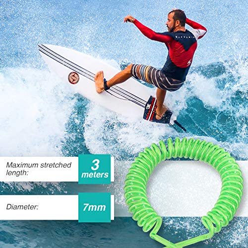 image for Zacro 10in Premium SUP Leash - Coiled Stand Up Paddle Board Surfboard 