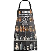 MBMSO Pottery Artist Apron for Pottery Lover Gifts Ceramics Gifts Caution I've Been Known To Throw Things Pottery Maker Gifts