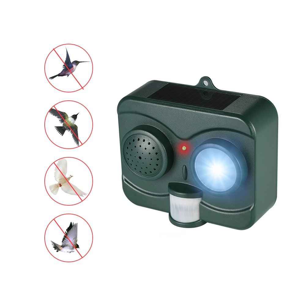 Decdeal Solar Powered Bird and Bat Repeller Outdoor Repellent with PIR