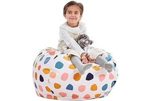 Nobildonna Stuffed Animal Storage Bean Bag Chair Cover Only for Kids Girls Toddler, Large Beanbag Chair Without Filling for Organizing Children Soft Plush Toys