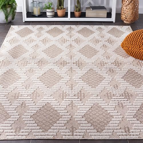 SAFAVIEH Global Collection Area Rug - 5'3" x 7'6", Beige & Ivory, Non-Shedding…