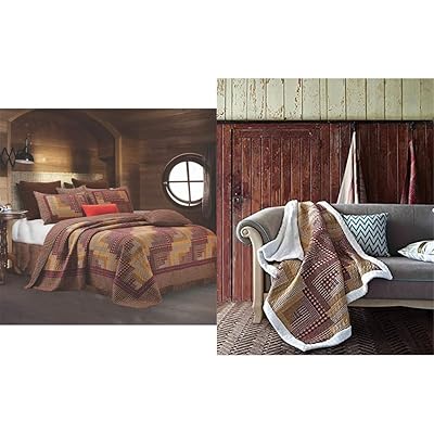 Juego de ropa de cama Montana Cabin RedTan Quilt con Ecuador Ubuy