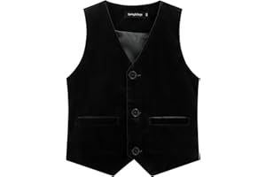 Spring&Gege Boys Girls Velvet Suit Vest Formal Dress Waistcoat with Pockets, Size 4-12 Years
