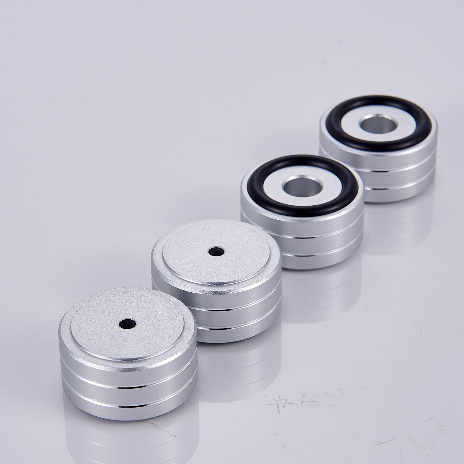 Pailvens Subwoofer Absorber Feet, Set of 4, Speaker Feet Made of Aluminium Alloy, Shock Absorber Speaker Stand for CD DVD Player, HiFi Speaker, Silver