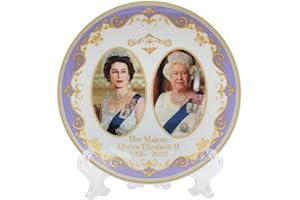 The Leonardo Collection Her Majesty Queen Elizabeth II Commemorative Plate with Stand Souvenir Memorabilia, White, Diameter 15cm