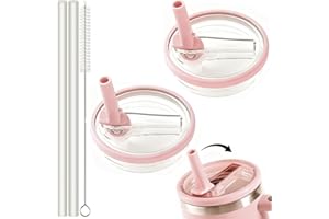 GESTARICH 2 Pack 40 OZ Flip Straw Lid for Hydrojug, Lid Replacement For Hydrojug with 2 Straws and Brush, Leakproof Tumbler Cap, BPA Free, Dishwasher Safe