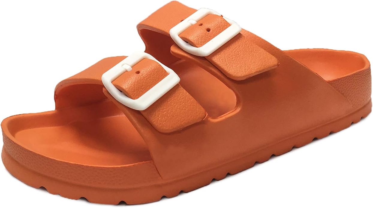 Amazon.com | Trends SNJ Women's EVA Rubber Double Buckle Slides Comfort Footbed Light Weight 