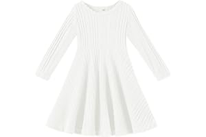 NARPLO Toddler Girls Dresses Long Sleeve Baby Sweater Ribbed Knit Fall Winter Fashion Toddler Dresses for Girls