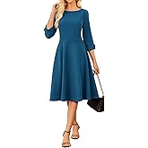 GRACE KARIN Work Dresses for Women 2025 3/4 Sleeve Fit and Flare Business Midi Dress Classy Office Dresses with Pockets