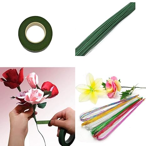 Amazoncom 3 Rolls Flower Paper Tape With 50pcs Floral Stem