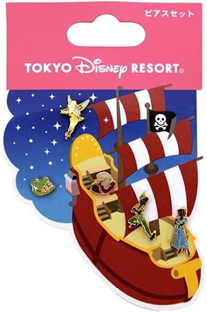 Amazon ピアス 5個 セット ピーターパン 船絵台紙 ディズニー ティンカーベル ウェンディ 他 キャッチ ピアス キャラクター アクセサリー リゾート限定 おもちゃ おもちゃ