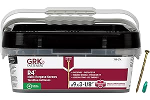 GRK 121050 R4 T-25 Multi-Purpose Framing/Decking Screws, 9 by 3-1/8", Steel, Flat