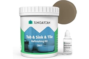 Jungarian Tub and Tile Refinishing Kit 35oz, Low Odor Countertop Paint, Shower Sink Paint for Bathroom Kitchen, 50-55sq.ft Semi-Gloss Brown
