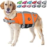 EMUST Dog Life Vests, Adjustable Dog Life Jacket with Rescue Handle, Dog Flotation Vest for Small/Medium/Large Dogs, XS, NewO