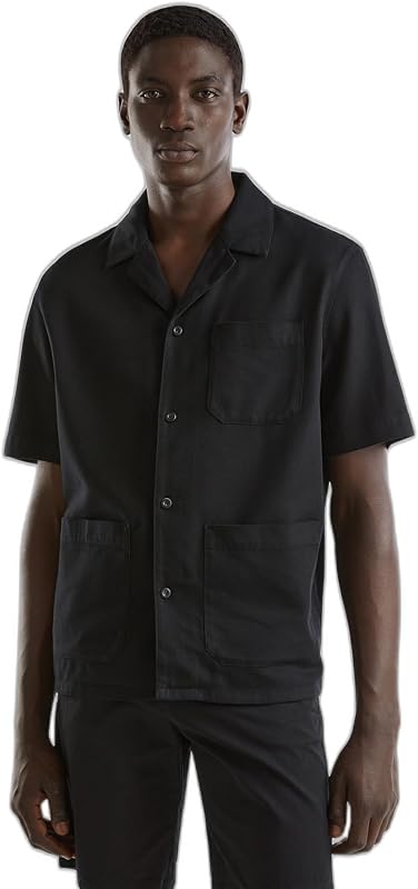 Herren Camicia 58tyuq046 Hemd, Schwarz, S