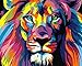 YEESAM ART Paint by Numbers for Adults Kids, Neon Lion Colorful Animals 16x20 Inch Linen Canvas Acrylic DIY Number Painting Kits Wall Art Decor Gifts (Without Frame)