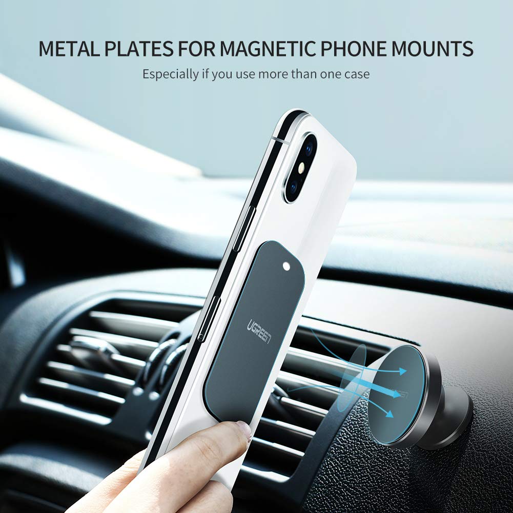 4 Piastre Metalliche Adesive Per Supporto Magnetico Auto - UGREEN, Ultra-sottili 0.5mm, Con Adesivo 3M, Per IPhone, Samsung, Huawei E Custodie