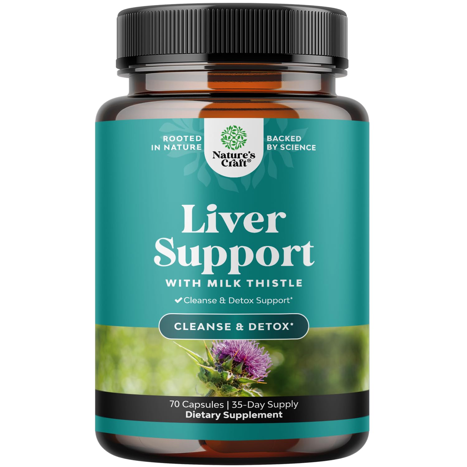 Best Liver Supplements with Milk Thistle - Artichoke - Dandelion Root Support Healthy Liver Function for Men and Women Natural Detox Cleanse Capsules Boost Immune System Relief - Natures Craft
