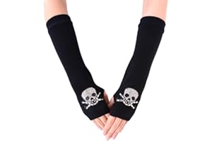 JISEN Women Punk Winter Arm Warmer Knitted Stretchy Soft Fingerless Gloves