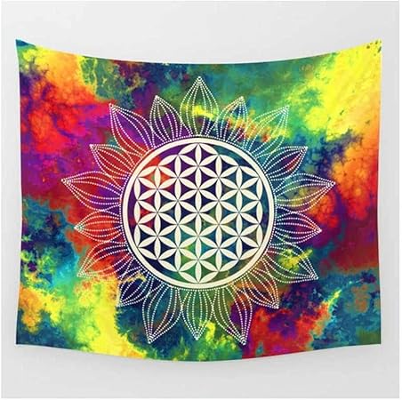 Amazon Co Jp Zzdhewyz キューブウィズアンドフラワーオブライフウォールタペストリーカバービーチタオルスローブランケットピクニックヨガマットホームデコレーション 70 86 X90 55 Inch 180x230 Cm Generic
