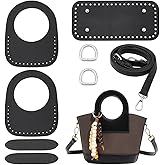 PH PandaHall Black PU Leather Backpack Kits DIY Knitting Crochet Bags Kit, Black Leather Bag Strap Handles Bag Bottom Shaper Pad for Purse Making Handbag Weaving DIY Handmade Supplies