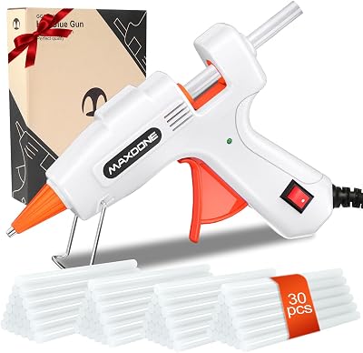 MAXDONE 50W Mini Hot Glue Gun with 30 Sticks Upgraded Version White