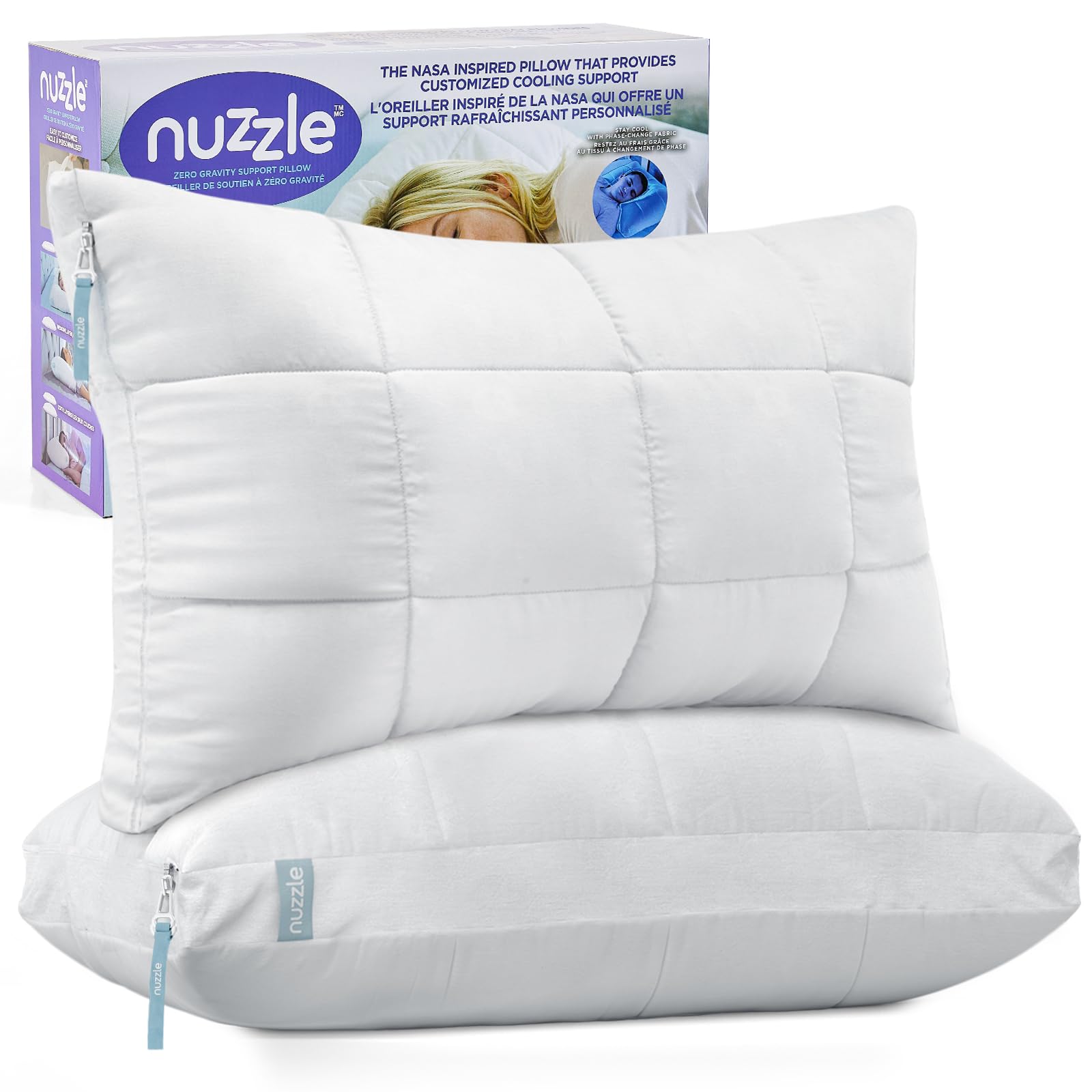 Photo 1 of ***FACTORY SEALED***Nuzzle Pillows Standard Size Set of 2 Cooling Adjustable Pillows for Side Sleepers, Luxury Hotel Collection Bed Pillows – Best Adjust Height Soft Firm Pillows for Back, Stomach and Side Sleepers